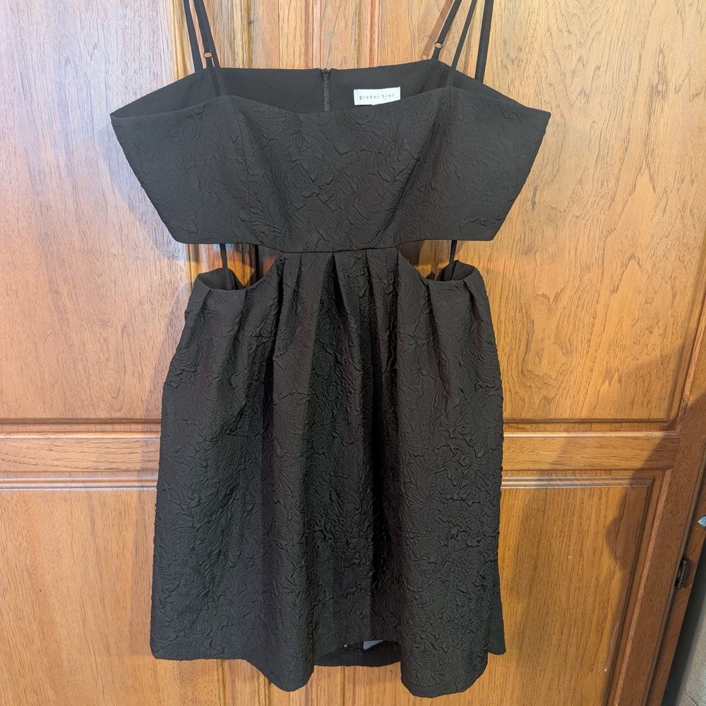 Gianni Bini Black Textured Backless Dress